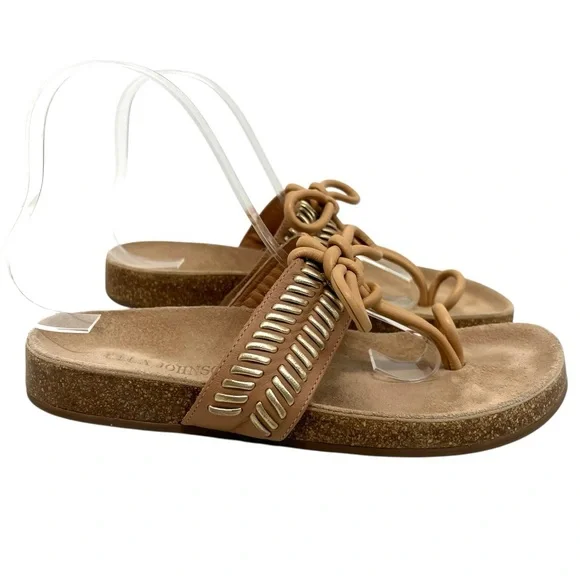 Ulla Johnson Jini Tan Gold Leather Casual Comfortable Slip On Sandals Womens 38 - Picture 2 of 14